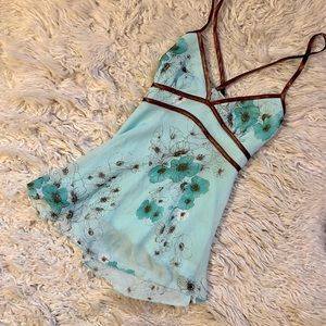 SOLD Silky Floral Babydoll Tank